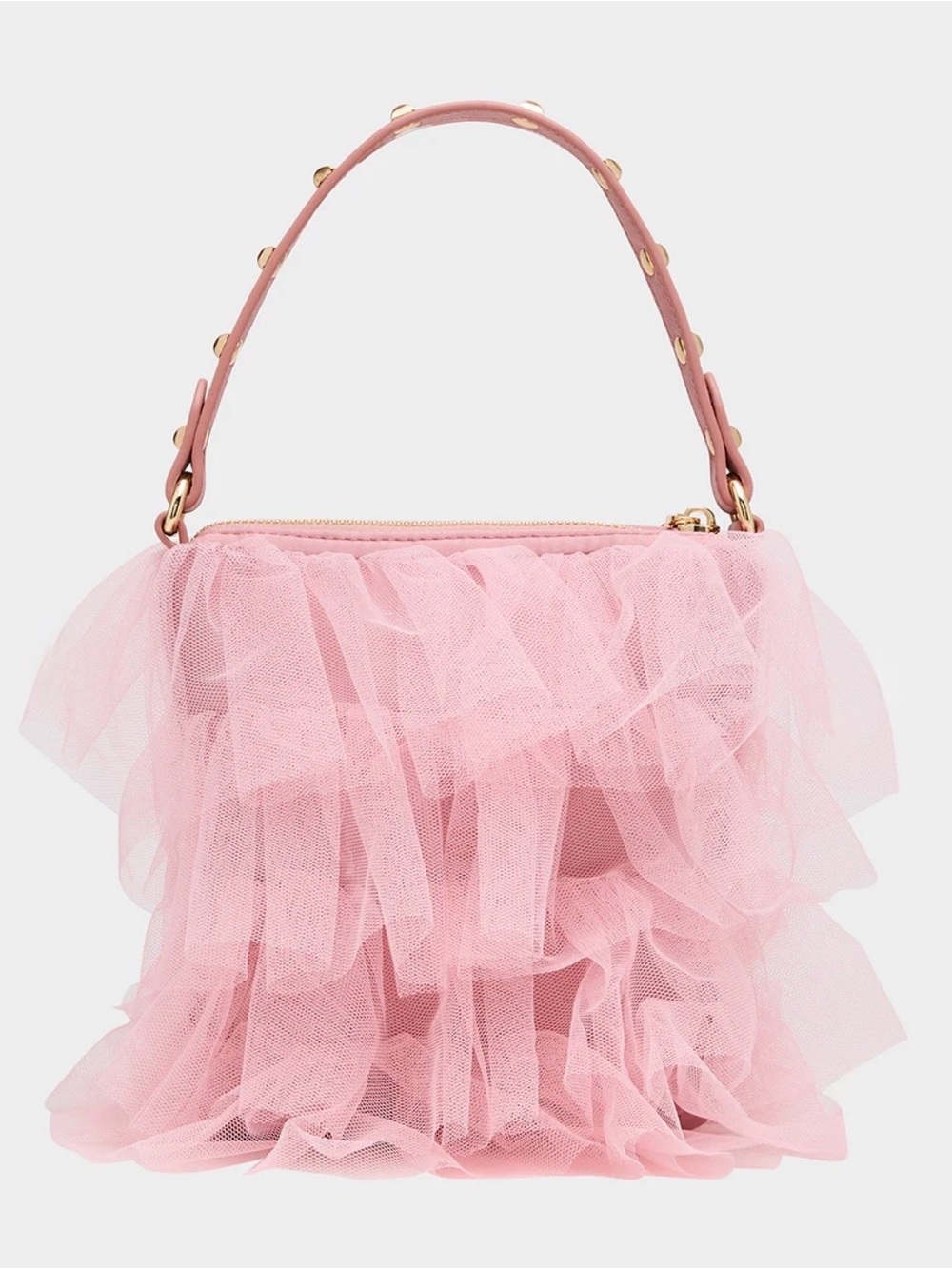 Betsey Johnson Pink Ruffle Tulle Top-Handle Bag